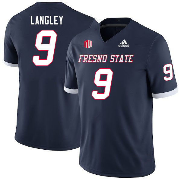 Men #9 Malachi Langley Fresno State Bulldogs College Football Jerseys Stitched Sale-Navy